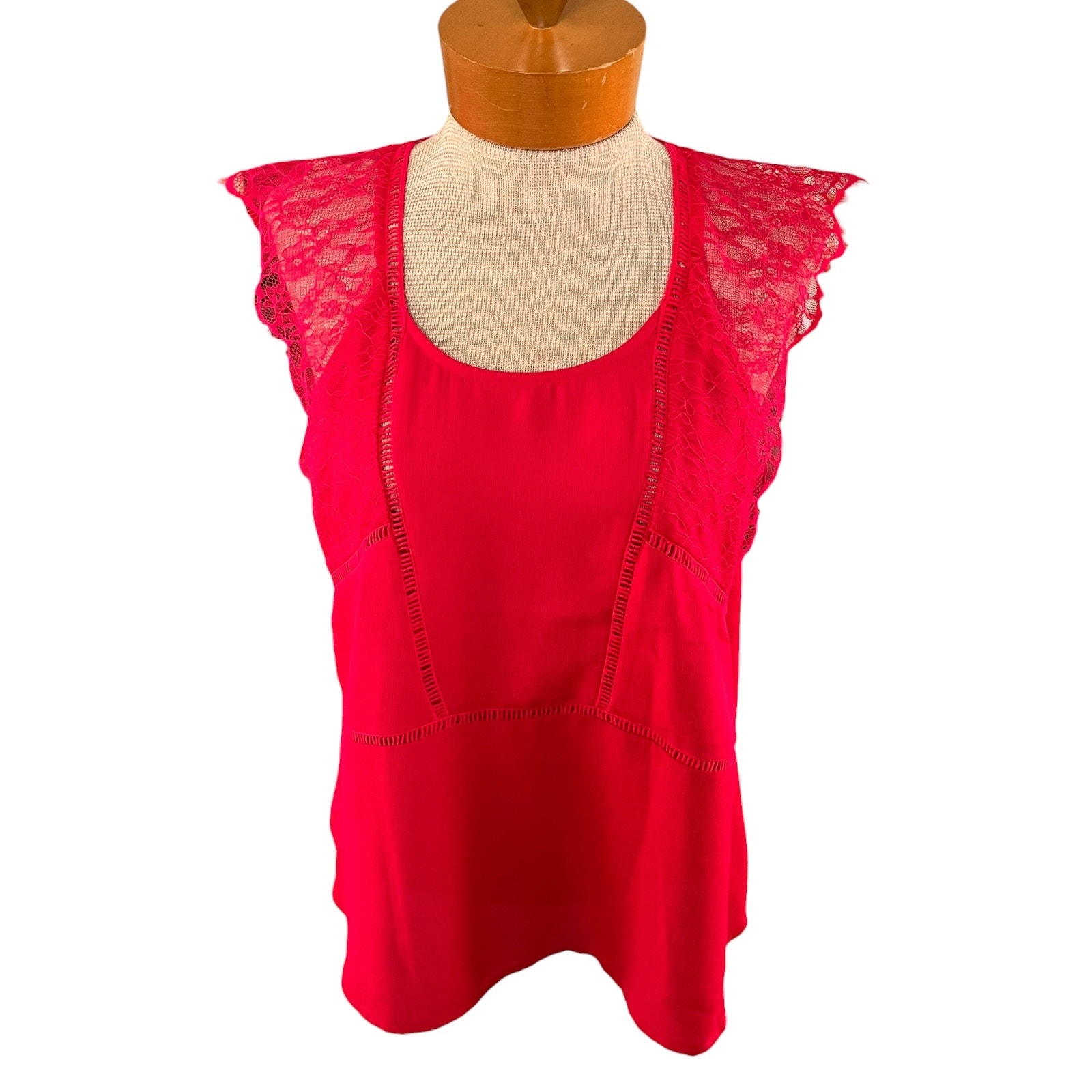 Size Large Sophie Rue Lace Womens Top Fuscia Magenta Pink